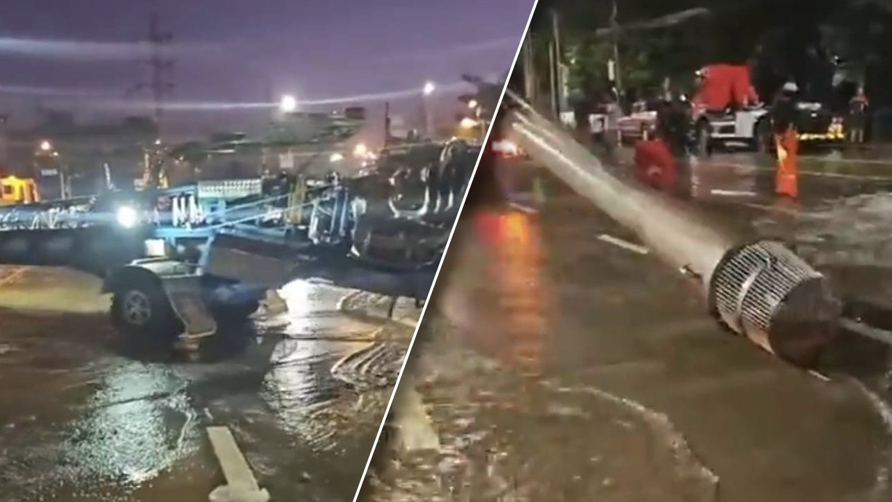 ระดม “ท่อซิ่งไทยประดิษฐ์” เร่งสูบน้ำเคหะคลองจั่น ลงคลองแสนแสบ