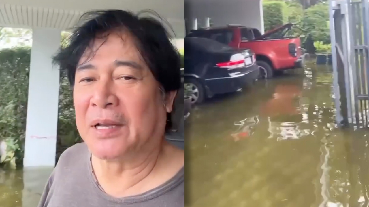 หนุ่ม สันติสุข เปิดภาพบ้านย่านรามคำแหงหลังเจอน้ำท่วม เช็กระดับน้ำหน้าบ้านสูงเกือบหัวเข่า (คลิป)