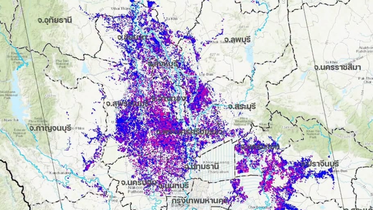 GISTDA เปิดภาพดาวเทียม พบพื้นที่น้ำท่วมขังใน 29 จังหวัด กว่า 1.6 ล้านไร่