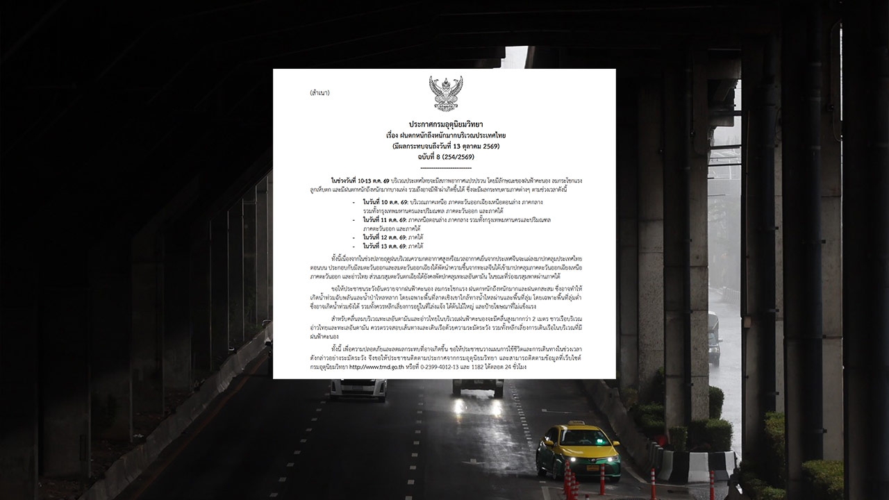 ประกาศฉบับที่ 8 เตือนฝนตกหนักถึงหนักมาก เช็กจังหวัดไหนบ้างที่ได้รับผลกระทบ