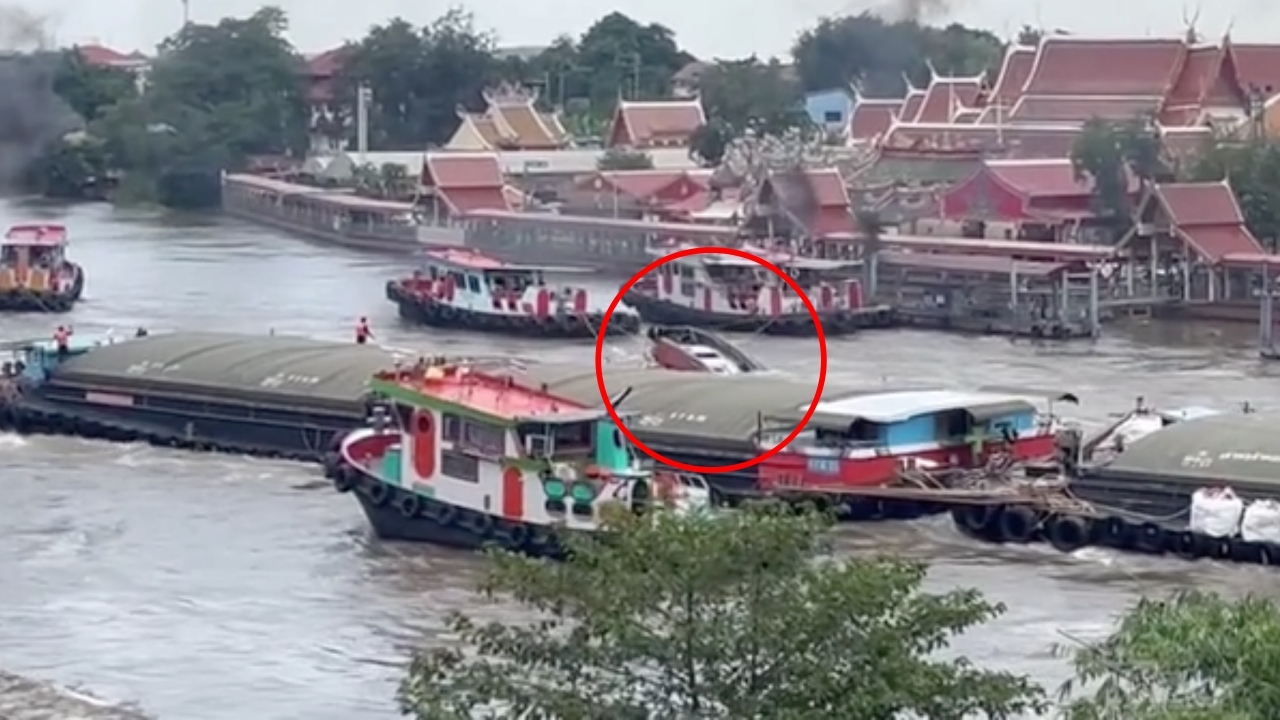 เร่งกู้เรือลากจูง จมลึก 18 เมตร กลางแม่น้ำป่าสัก หน้าวัดพนัญเชิง