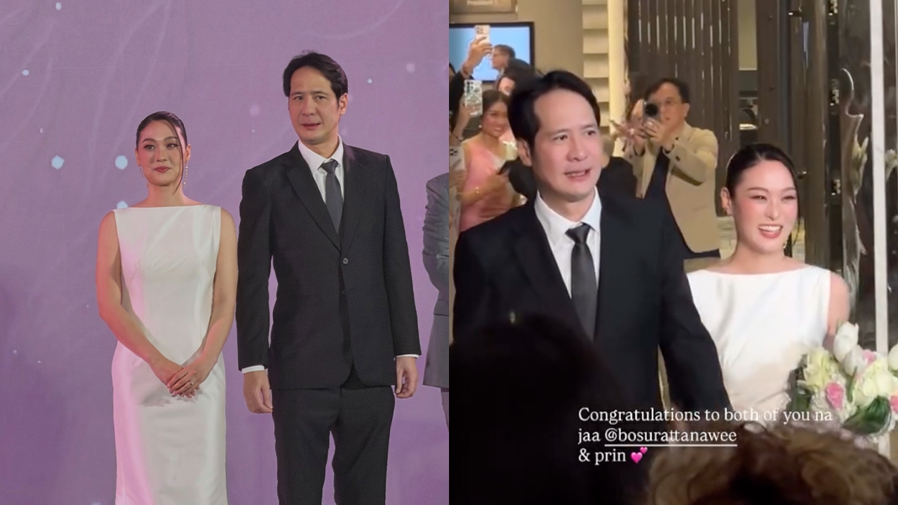 สละโสดแล้ว! โบ TK ควง ปริญญ์ แฟนหนุ่มวิวาห์หวาน เพื่อนดาราร่วมยินดีแน่นงาน