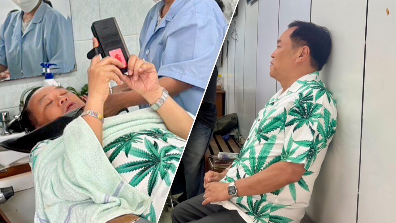  ชิลวันหยุด “อนุทิน” สวมเสื้อเชิ้ตลายกัญชา ต่อคิวตัดผม ร้านเก่าแก่ ย่านสามเสน 