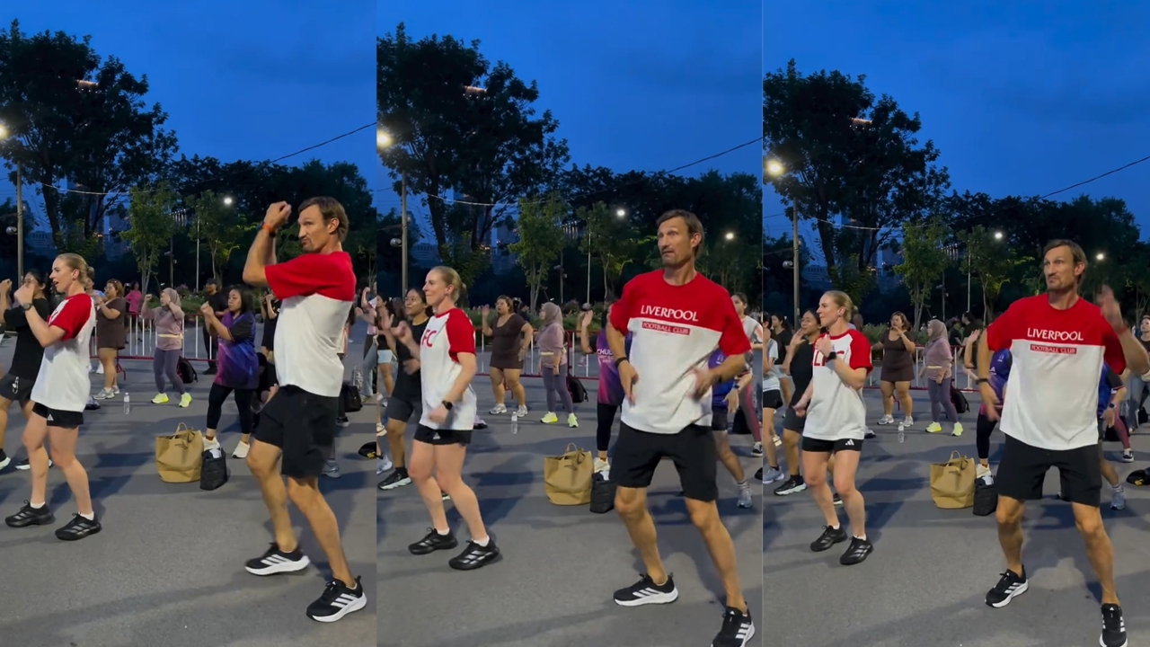 Former Tough Defender Hyypiä Shows Aerobics Moves at Lumphini Park Ahead of KOP RUN with Thai Kop