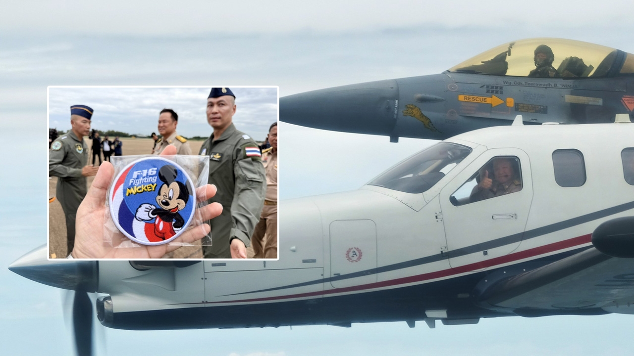 “อนุทิน” ขับเจ็ตส่วนตัว เข้ากองบิน 1 โคราช ปลื้มได้ Patch F-16 นามเรียกขาน “มิกกี้”