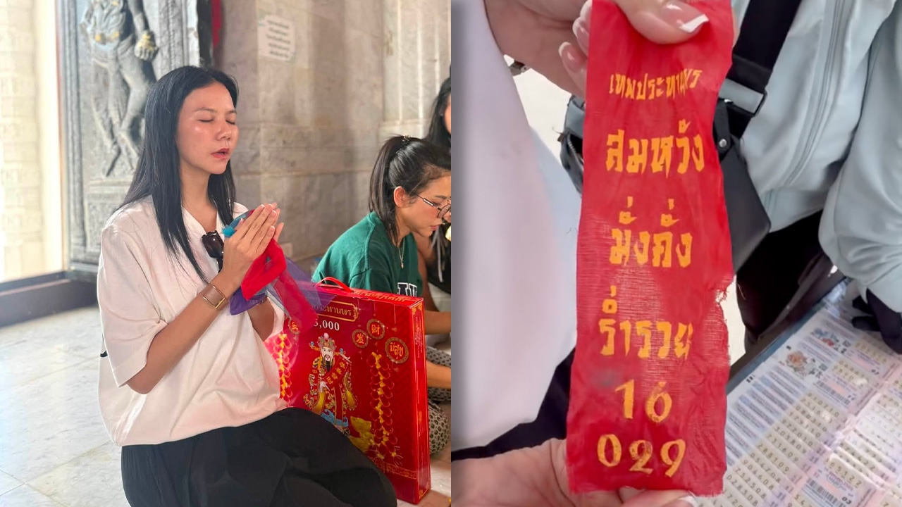 ซูมชัด ๆ จ๊ะ นงผณี จุดประทัดขอพรศาลหลักเมืองนครศรีฯ 