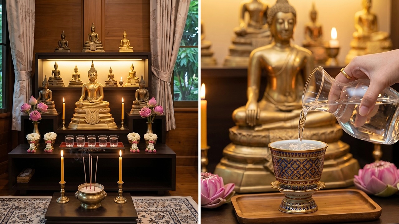 ไม่ถวายน้ำหิ้งพระเป็นอะไรไหม? ไขสงสัย ถวายน้ำหิ้งพระที่บ้านต้องทำหรือไม่
