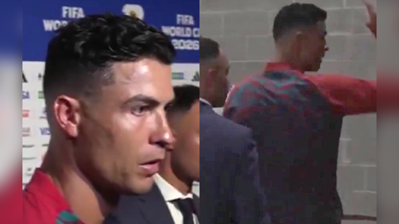 Ronaldo Reacts Angrily When Asked About Messis Hat-trick (Video)