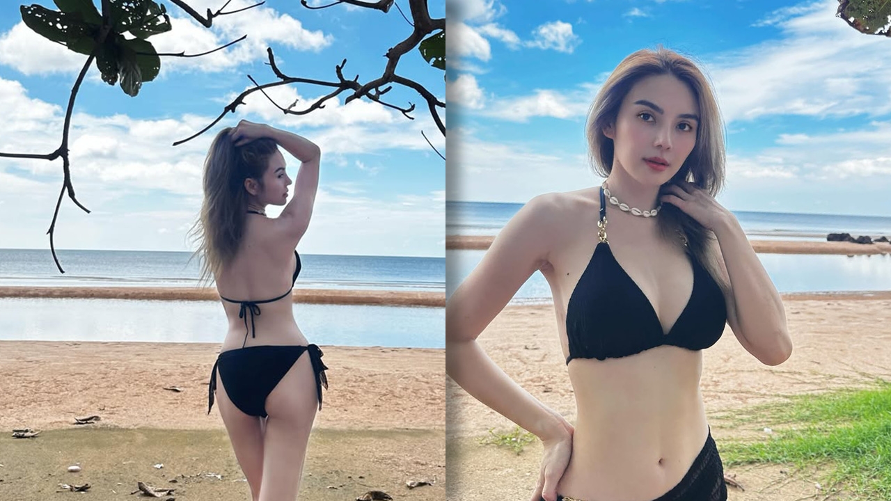 หลิว อาจารียา เปิดโหมดแซ่บซี้ด นุ่งบิกินีดำอวดหุ่นเซ็กซี่ริมทะเล