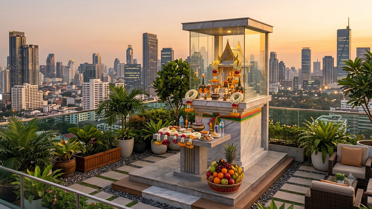 ตั้งศาลพระภูมิบนดาดฟ้า-ตึกแถว ทำได้จริงไหม? ไม่มีดินทำอย่างไรให้ถูกหลัก
