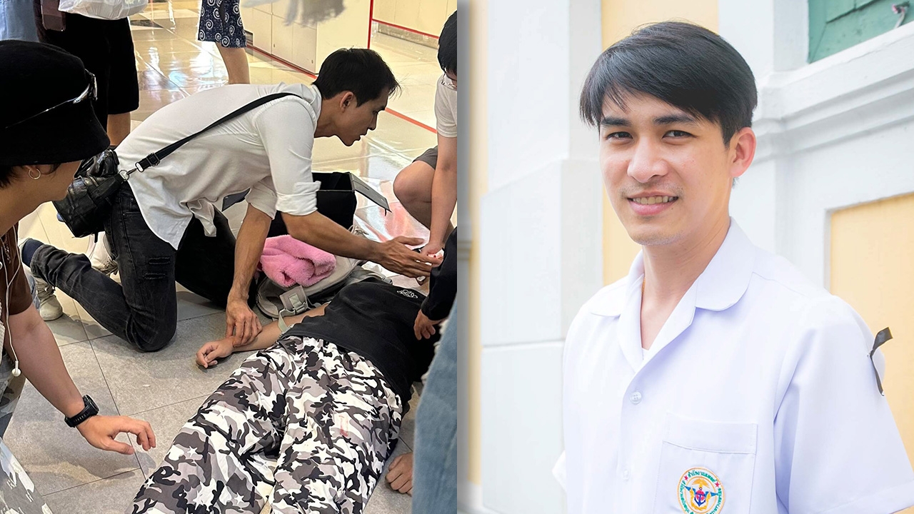 โซเชียลแห่ชื่นชม! "หมอก้อง สรวิชญ์" ฮีโร่เสื้อกาวน์ รุดช่วยผู้ป่วยชักเกร็งกลางห้างดัง