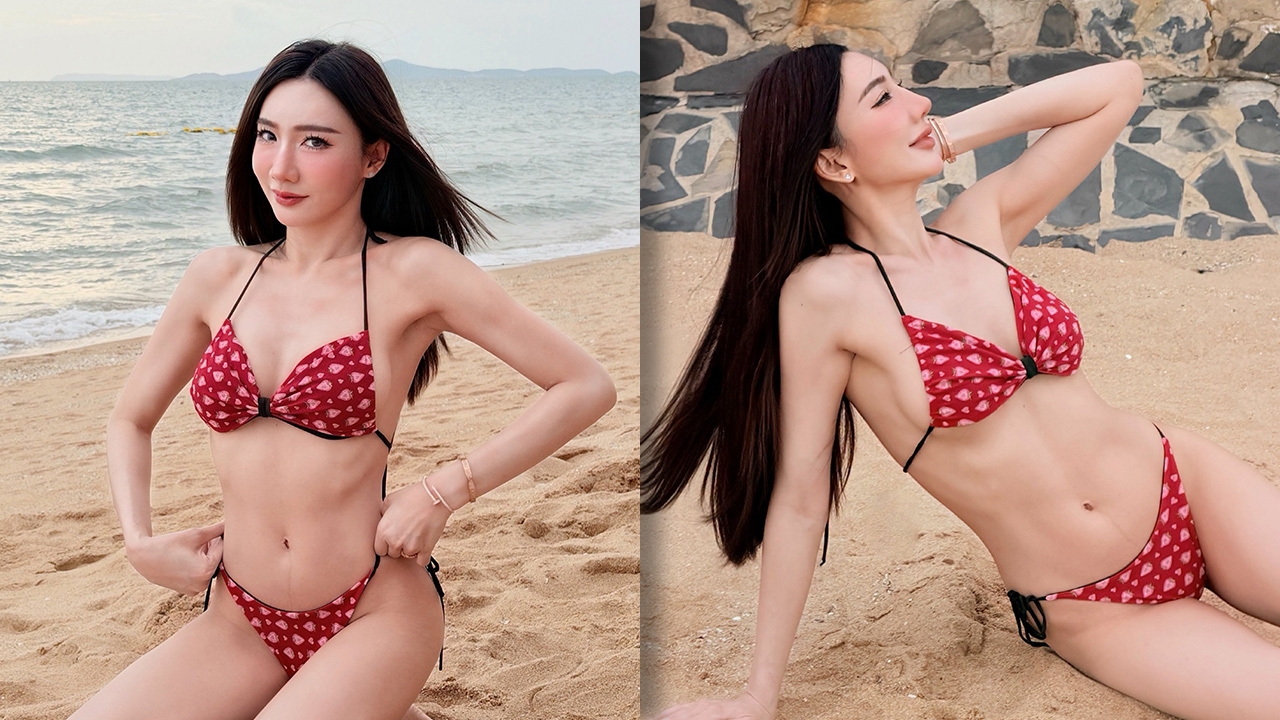 เบนซ์ พริกไทย ทำทะเลไฟลุก สาดความแซ่บในชุดบิกินีสีแดงตัวจิ๋ว