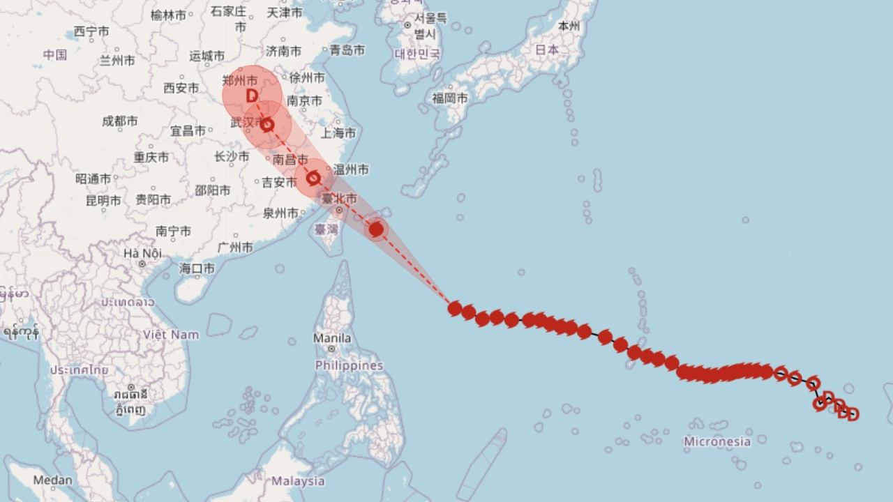 อัปเดตเส้นทางพายุไต้ฝุ่น "บาหวี่" จ่อเคลื่อนขึ้นฝั่งประเทศจีน 11-12 ก.ค. 69